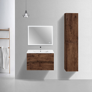 Тумба с раковиной Vincea Mia Slim 800 подвесная, R.Wood, VMC-2MC800S1RW+VBS-13980S3