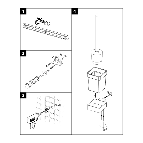 Ершик для унитаза Lemark SMOOTH LINE с держателем, чёрный матовый (9762020)
