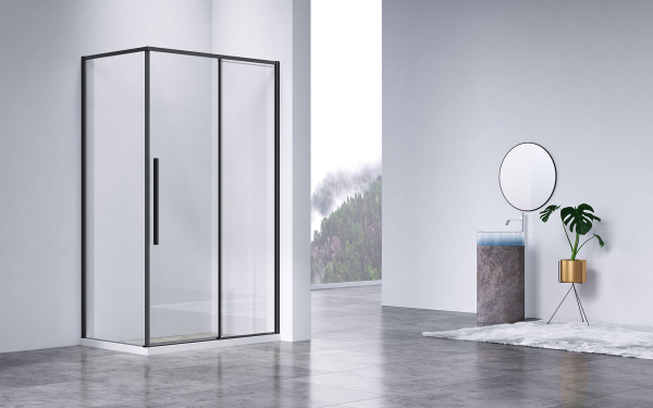 Душевой уголок Vincea Slim-N VSR-4SN9011CLB, 1100*900, черный, стекло прозрачное