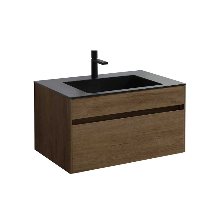 Тумба с раковиной Vincea Chiara 800 подвесная, 1 выкатной ящик soft-close, T.Oak, VMC-2C800TO+VCB-13800B