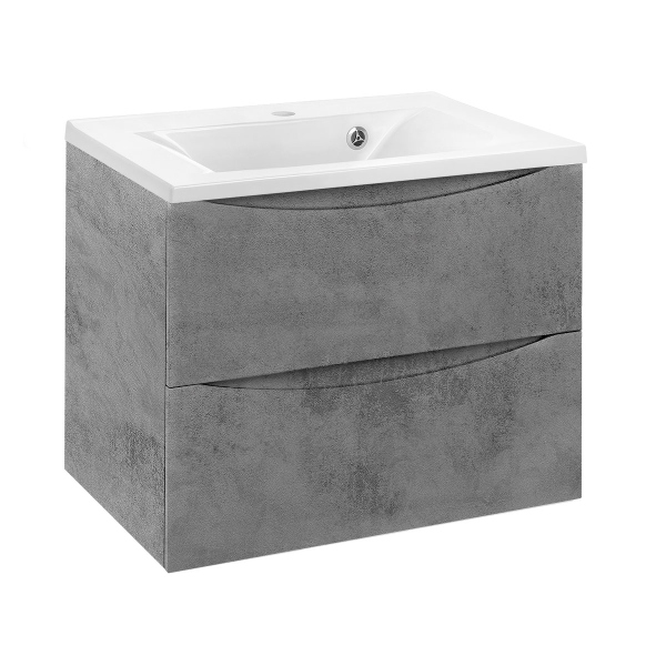 Тумба с раковиной Vincea Mia 650 подвесная, 2 выкатных ящика soft close, Beton, VMC-2MA650BT+VCB-3M650W Тумба с раковиной Vincea Mia 650 подвесная, 2 выкатных ящика soft close, Beton, VMC-2MA650BT+VCB-3M650W