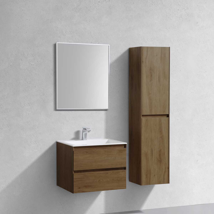 Тумба с раковиной Vincea Luka 600 подвесная, 2 выкатных ящика soft-close, T.Oak, VMC-2L600TO+VCB-13600G