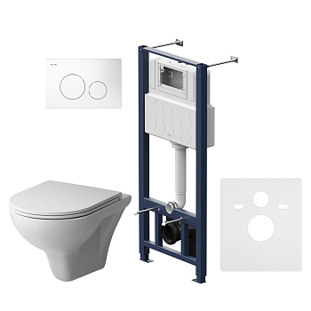 Комплект 4 в 1 AM.PM Gem (унитаз, инсталляция, сиденье, клавиша Белая), IS49001.901700