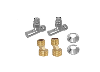 Комплект фитингов для подключения водяных полотенцесушителей, цвет хром, AQ 1020CH