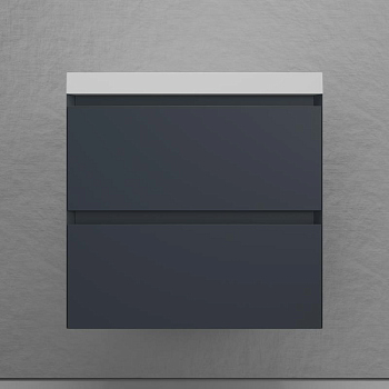 Тумба без раковины подвесная "Манхэттен 60" ЭМАЛЬ 60 2 ящика PLUS графит, ЛС-00002366