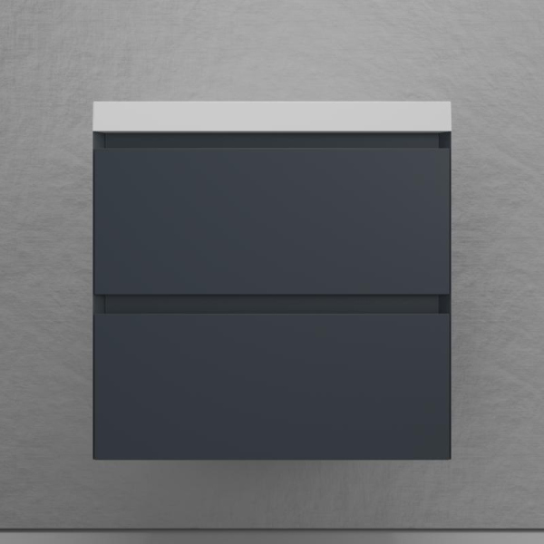 Тумба без раковины подвесная "Манхэттен 60" ЭМАЛЬ 60 2 ящика PLUS графит, ЛС-00002366