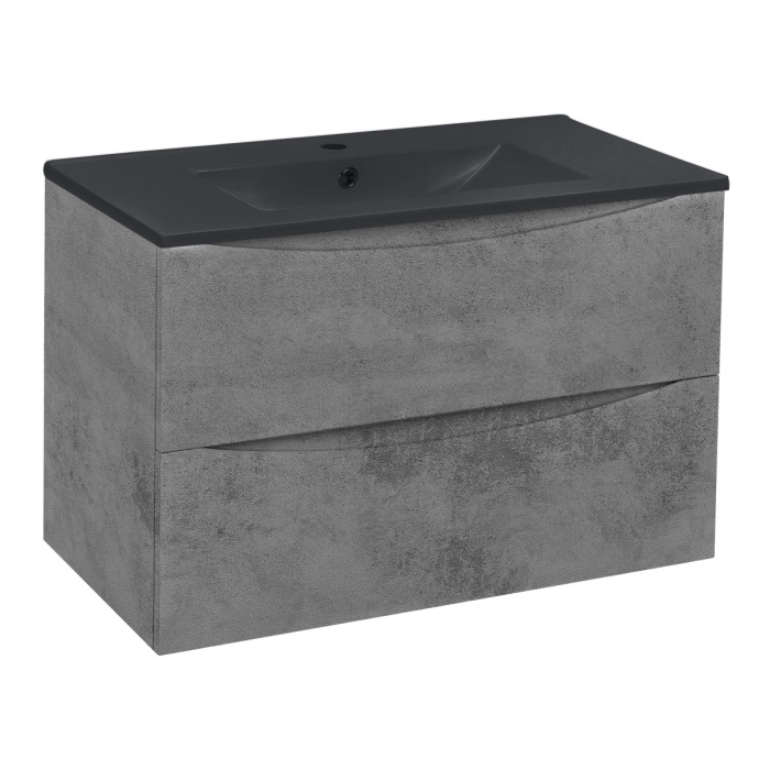 Тумба с раковиной Vincea Mia 750 подвесная, 2 выкатных ящика soft close, Beton, VMC-2MC750BT+VBS-13975MA