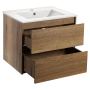Тумба с раковиной Vincea Gio 600 подвесная, 2 выкатных ящика soft-close, T.Oak, VMC-2G600TO+VBS-13960