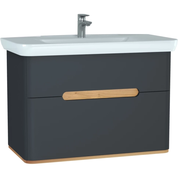 Тумба с раковиной Vitra Sento 100 60838 подвесная Антрацит матовый