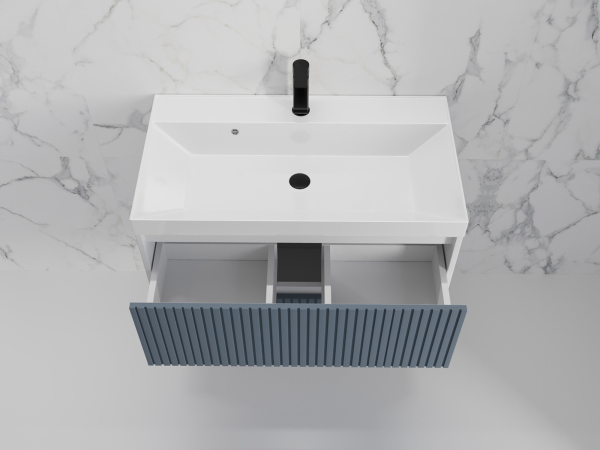 Тумба без раковины подвесная Style Line "Стокгольм 80", (2 ящ.) графит, PUSH, ЛС-00002314