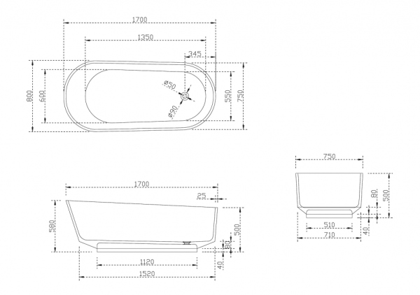Прозрачная ванна ABBER Kristall AT9706Emerald зеленая