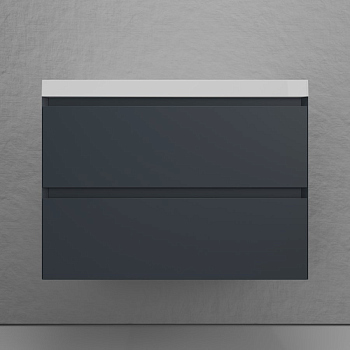 Тумба без раковины подвесная "Манхэттен 80" ЭМАЛЬ 80 2 ящика PLUS графит, ЛС-00002360
