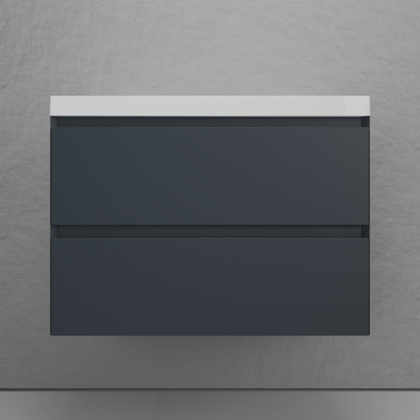 Тумба без раковины подвесная "Манхэттен 80" ЭМАЛЬ 80 2 ящика PLUS графит, ЛС-00002360