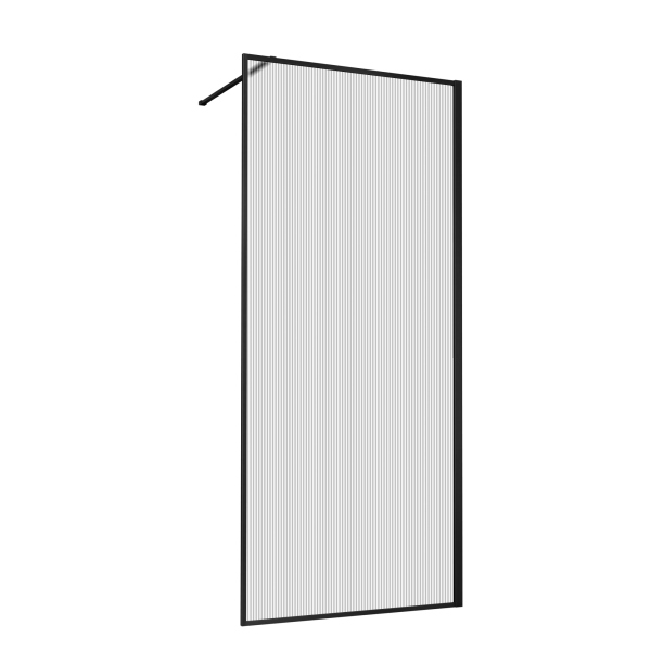 Душевая перегородка Vincea Walk-In VSW-1HP100FLB, 1000*2000, черный матовый, стекло рифленое