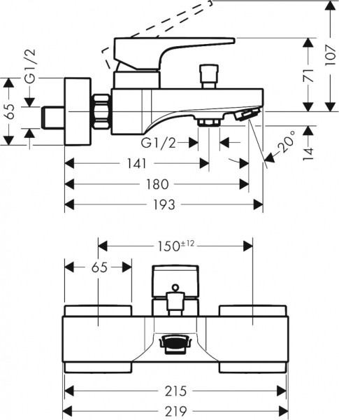 Смеситель Hansgrohe Metropol 32540340 для ванны с душем
