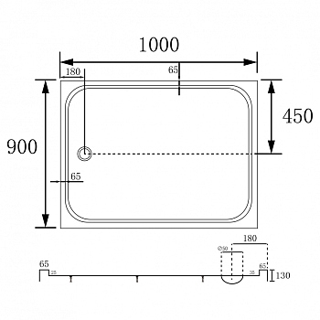 Душевой поддон ABBER AD3C109 100х90 прямоугольный, акриловый, белый