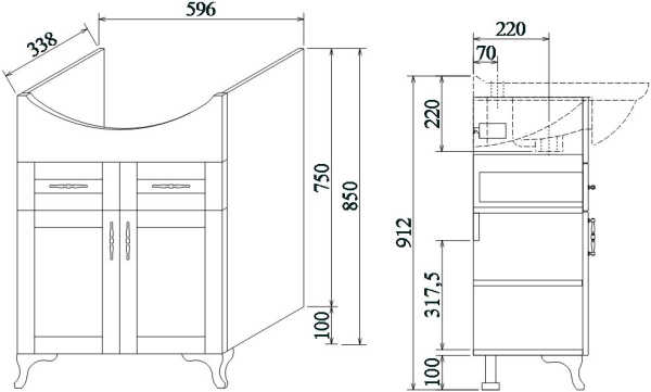 Тумба для комплекта Sanflor Глория 65 белая