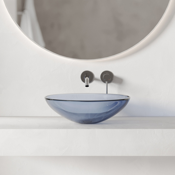 Раковина накладная прозрачная ABBER Kristall AT2802Saphir синяя