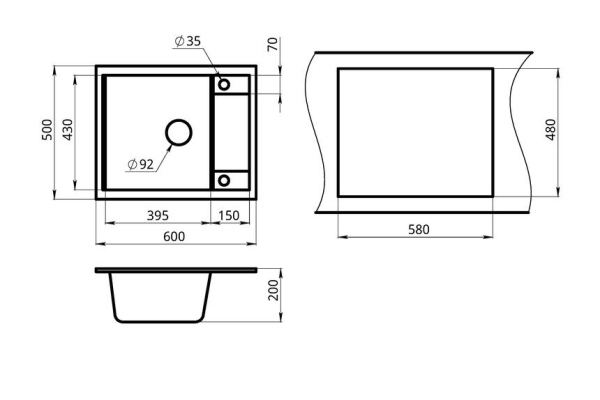 Кухонная мойка GRANULA (6002, ТУРМАЛИН)