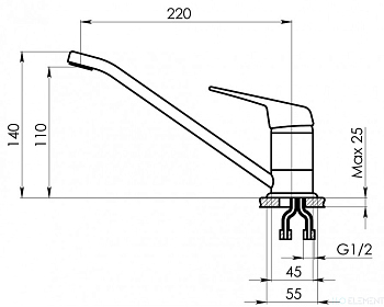 Смеситель для кухонной мойки Granula, ST-21 белый
