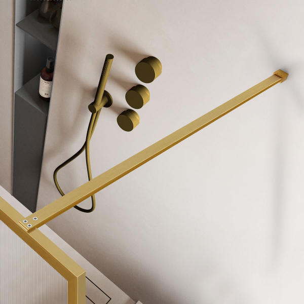 Душевая перегородка Vincea Walk-In VSW-1HP900FLBG, 900*2000, брашированное золото, стекло рифленое