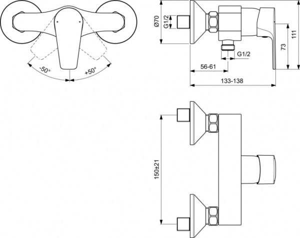 Смеситель Ideal Standard Esla BC228AA для душа