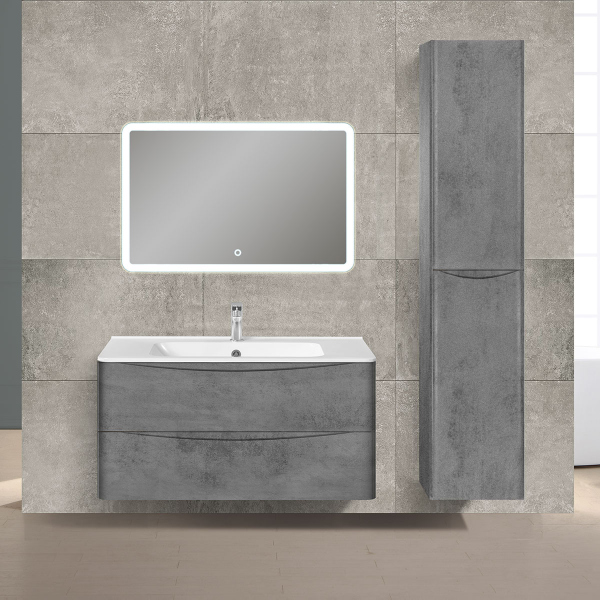 Тумба с раковиной Vincea Paola 1000 подвесная, 2 выкатных ящика soft close, Beton, VMC-2P100BT+VCB-2VP100W