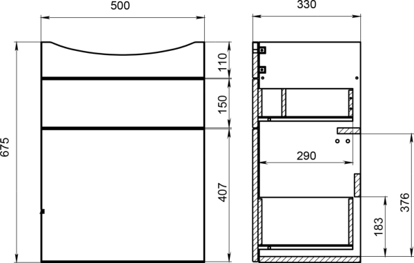 Тумба для комплекта Cersanit Smart 55 ясень, белый