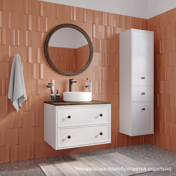 Тумба без раковины подвесная со столешницей МДФ, 70 см IDDIS Torr белый матовый (TOR70WMi95K)