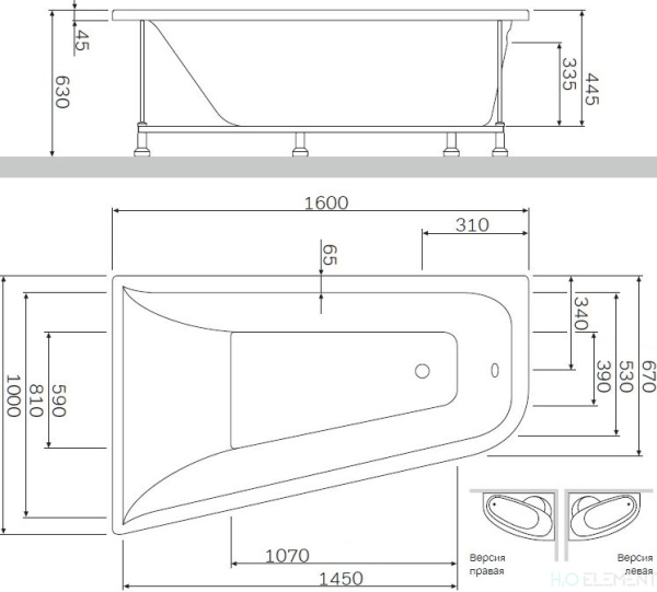 Акриловая ванна AM.PM Spirit 160x100 L Акриловая ванна AM.PM Spirit 160x100 L