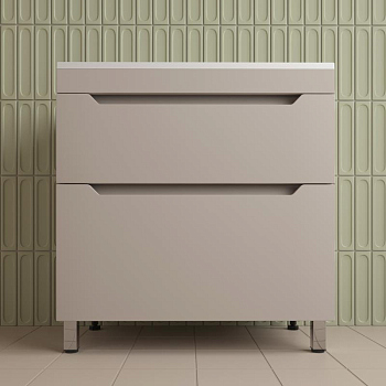 Тумба без раковины напольная "Остин" 100 2 ящ крем эмаль PLUS, ЛС-00002401