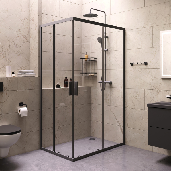 Комплект 5 в 1 AM.PM Gem S 120x80 WK93ER профиль Черный матовый стекло прозрачное Комплект 5 в 1 AM.PM Gem S 120x80 WK93ER профиль Черный матовый стекло прозрачное