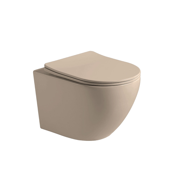 Унитаз подвесной Vincea Globo VT1-14SMC безободковый, цвет капучино мат., сиденье soft-close