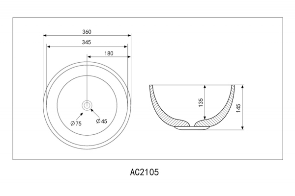 Раковина накладная ABBER Bequem AC2105 белая