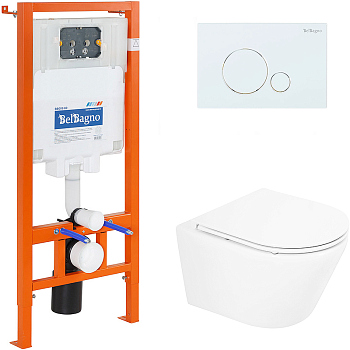 Комплект 3 в 1: Унитаз, инсталляция, клавиша смыва, BB8001CHR/SC/BB002-80/BB014-SR-BIANCO