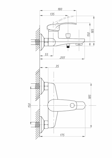 Смеситель для ванны с душем FAUZT FZs-840-115 тип См-ВОРНШлА