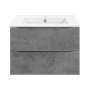Тумба с раковиной Vincea Mia 600 подвесная, 2 выкатных ящика soft close, Beton, VMC-2MC600BT+VBS-13960