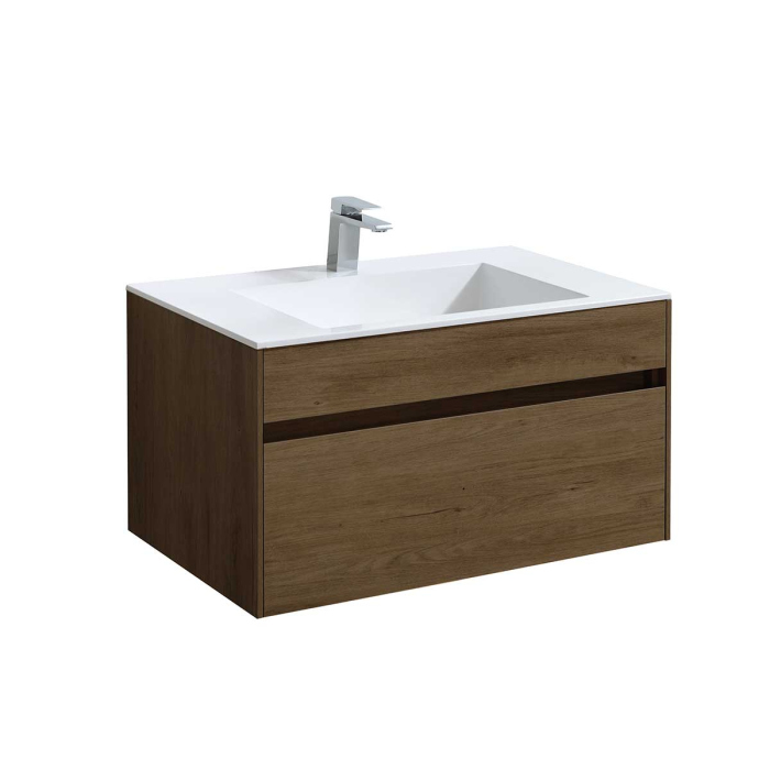 Тумба с раковиной Vincea Chiara 800 подвесная, 1 выкатной ящик soft-close, T.Oak, VMC-2C800TO+VCB-13800W