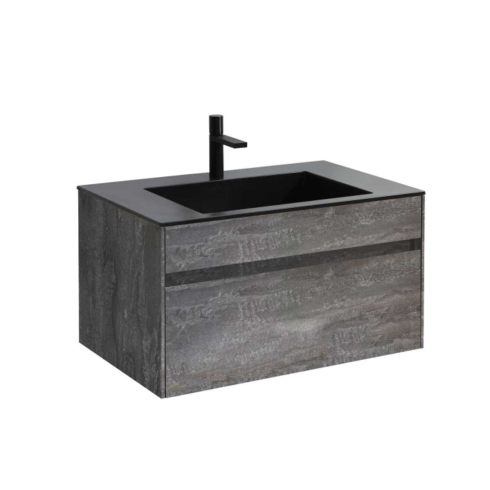 Тумба с раковиной Vincea Chiara 800 подвесная, 1 выкатной ящик soft-close, G.Stone, VMC-2C800GS+VCB-13800W