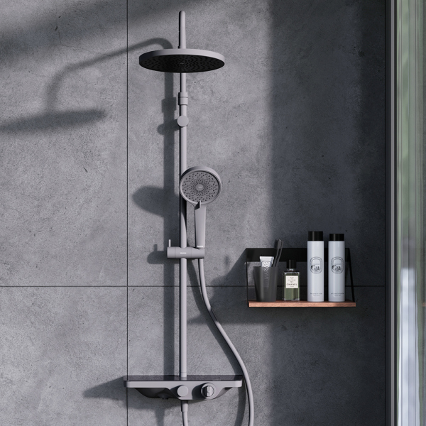 Душевая система с ванно-душевым термостатическим смесителем-полкой Damixa Apollo, 947760300