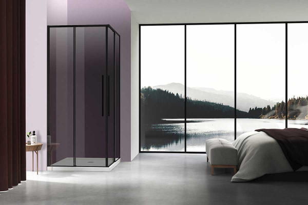 Душевой уголок Vincea Slim-N VSS-4SN8010CGB, 1000*800, черный, стекло тонированное