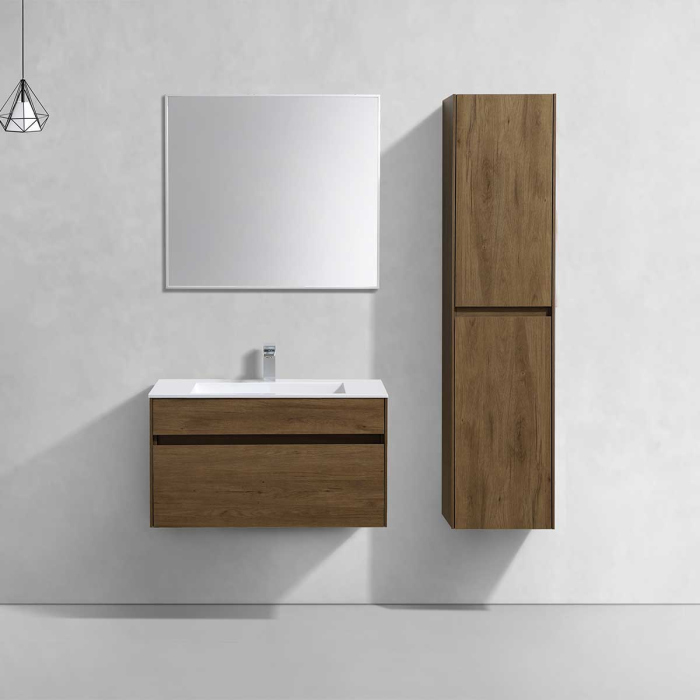Тумба с раковиной Vincea Chiara 800 подвесная, 1 выкатной ящик soft-close, T.Oak, VMC-2C800TO+VCB-13800B