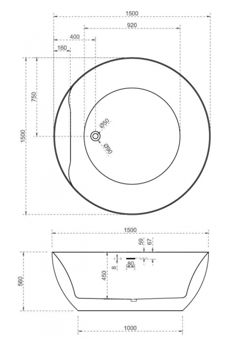 Акриловая ванна ABBER AB9280 белая