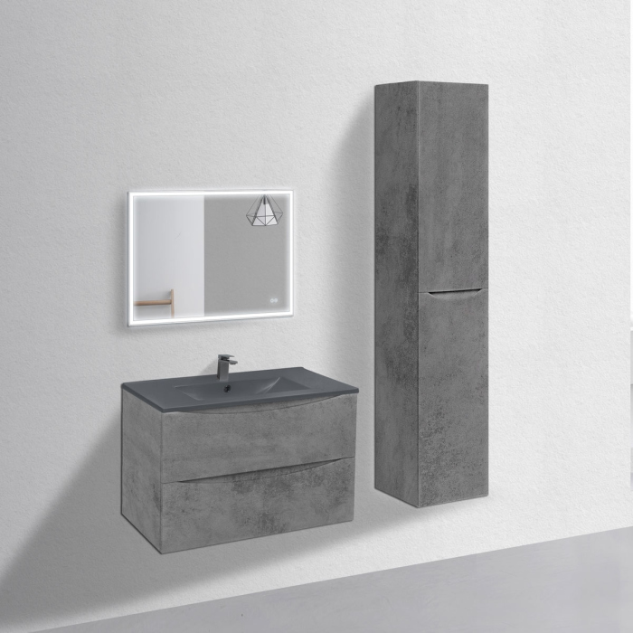 Тумба с раковиной Vincea Mia 800 подвесная, 2 выкатных ящика soft close, Beton, VMC-2MC800BT+VBS-13980MB