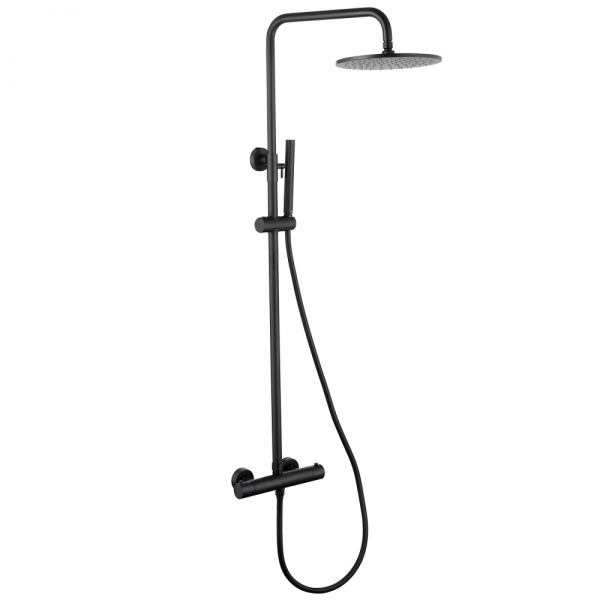 Душевая стойка ABBER Wasser Kreis AF8160BL с термостатом без излива, черный матовый