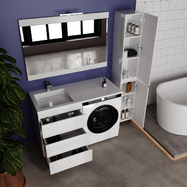 Тумба без раковины напольная Style Line "Даллас ЛЕОН 120" (3 ящ.) Люкс белая, СС-00002439