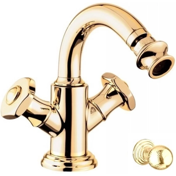 APHRODITE-BS2-03/24-M Смеситель для биде с донным клапаном, исполнение  золото, ручки Шар