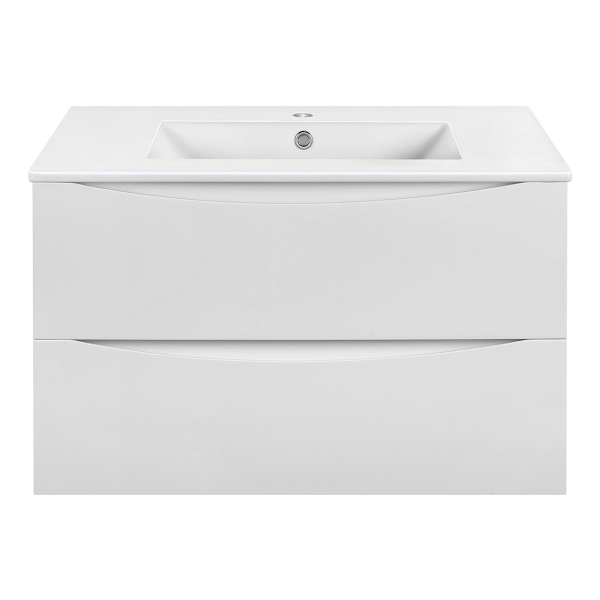 Тумба с раковиной Vincea Mia 800 подвесная, 2 выкатных ящика soft close, G.White, VMC-2MC800GW+VBS-13980MB