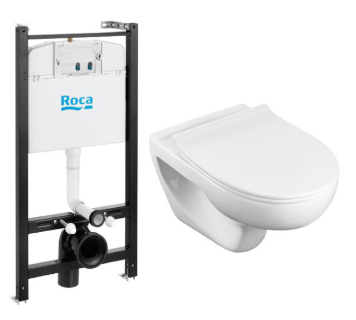 Комплект унитаза с инсталляцией Roca Victoria Pack Rimless 893105010 с сиденьем без клавиши