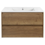 Тумба с раковиной Vincea Gio 800 подвесная, 2 выкатных ящика soft-close, T.Oak, VMC-2G800TO+VBS-13980